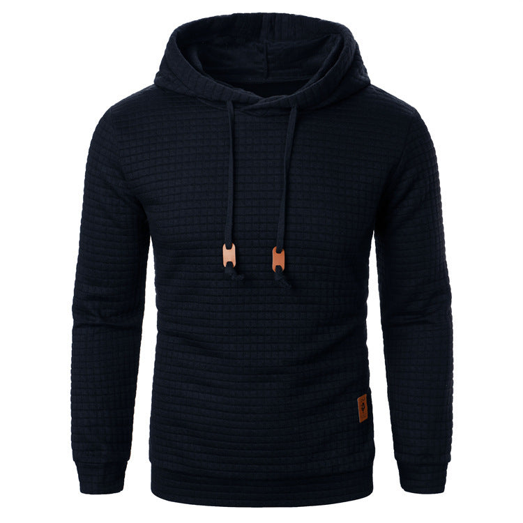 Men's Jacquard Sweater Long-sleeved Hoodie Warm Color Hooded Sports Top