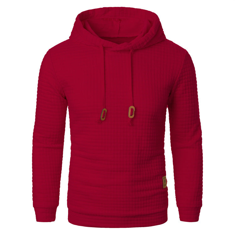 Men's Jacquard Sweater Long-sleeved Hoodie Warm Color Hooded Sports Top