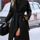 Lapel Double-breasted Trench Coat With Belt Winter Fashion Solid Color Long Jacket Outwear Women Clothing