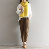 Women's Art Fan Xian Corduroy Loose Pants – Front view